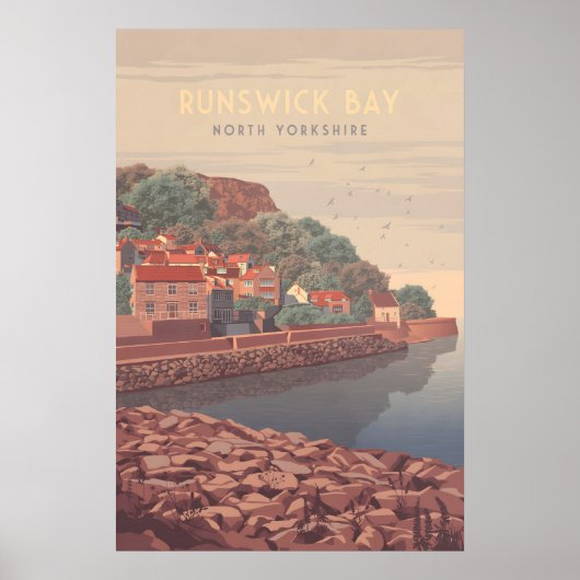 Runswick Bay Yorkshire Kust Reisposter Poster (Voorkant)