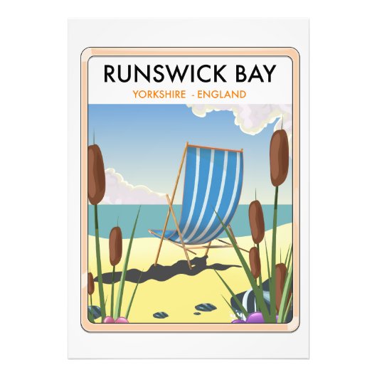 Runswick Bay Yorkshire reisposter Foto Afdruk (Voorkant)