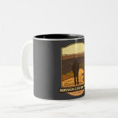 Runyon Canyon Trail - Wandelen in Los Angeles Tweekleurige Koffiemok (Voorkant links)