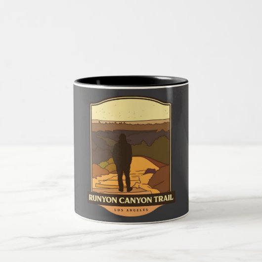 Runyon Canyon Trail - Wandelen in Los Angeles Tweekleurige Koffiemok (Center)