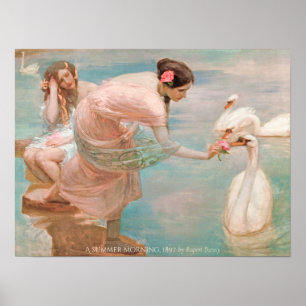 Rupert Bunny Zomermorgen 1897 Vrouwen met zwanen Poster