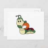 Rups als basketballspeler met basketbal briefkaart (Voorkant / Achterkant)