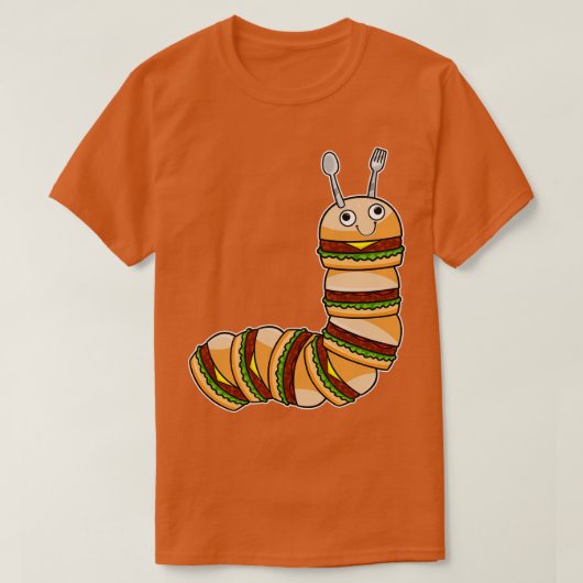 Rups als Cheeseburger met Rundsalade T-shirt (Design voorkant)