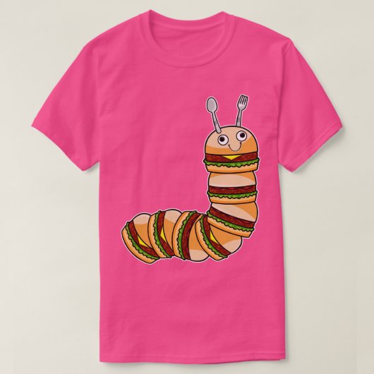 Rups als Cheeseburger met Rundsalade T-shirt (Design voorkant)