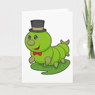 Rups als heer met cilinder kaart