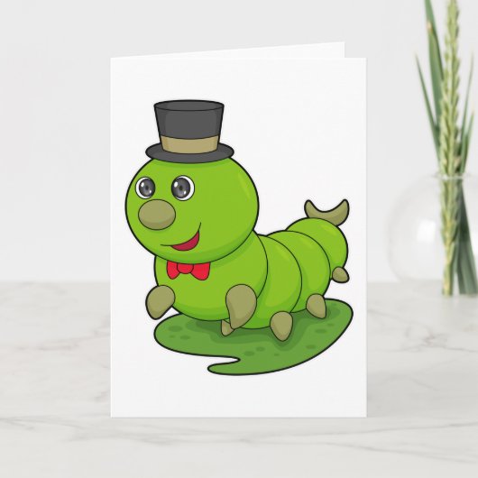 Rups als heer met cilinder kaart (Voorkant)