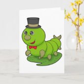 Rups als heer met cilinder kaart (Gele Bloem)