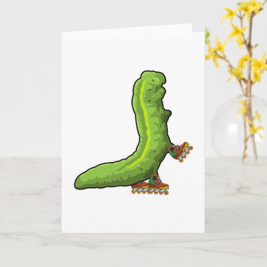 Rups als inline skater met inline skates kaart (Gele Bloem)