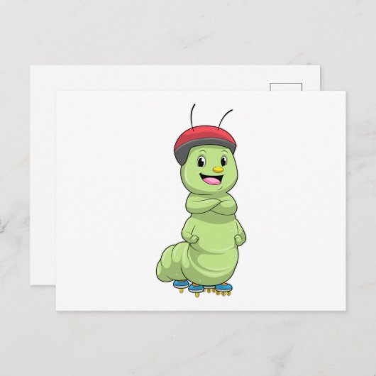 Rups als inline skater met roller skates.pn briefkaart (Voorkant / Achterkant)