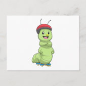 Rups als inline skater met roller skates.pn briefkaart (Voorkant)