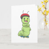 Rups als inline skater met skeelers.pn kaart (Gele Bloem)