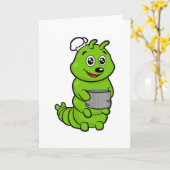 Rups als kok met kookpot kaart (Gele Bloem)