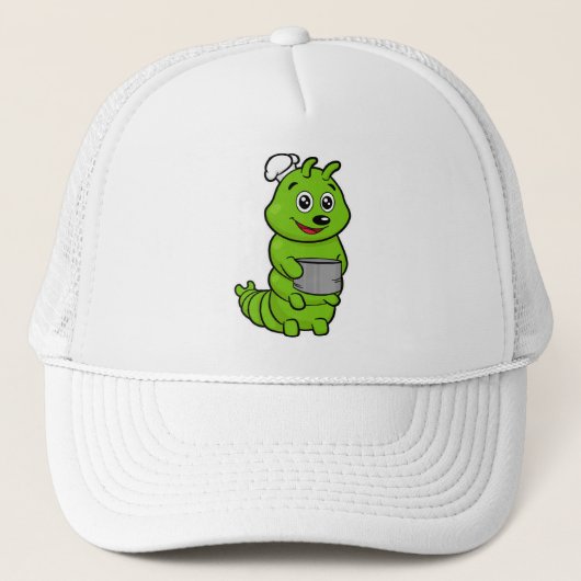 Rups als Kok met Kookpot Trucker Pet (Voorkant)