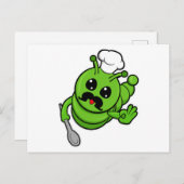 Rups als kok met lepel briefkaart (Voorkant / Achterkant)