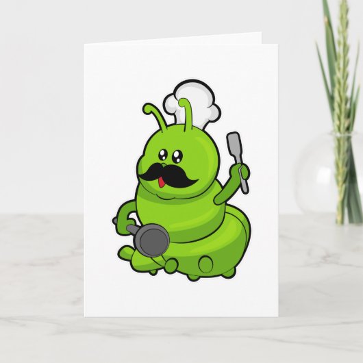Rups als kok met snor kaart (Voorkant)