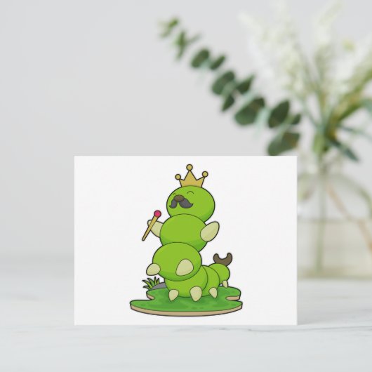 Rups als Koning met Kroon Briefkaart (Staand voorkant)