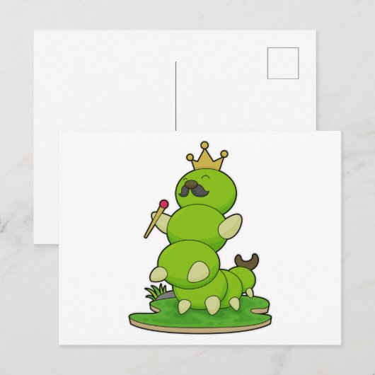 Rups als Koning met Kroon Briefkaart (Voorkant / Achterkant)