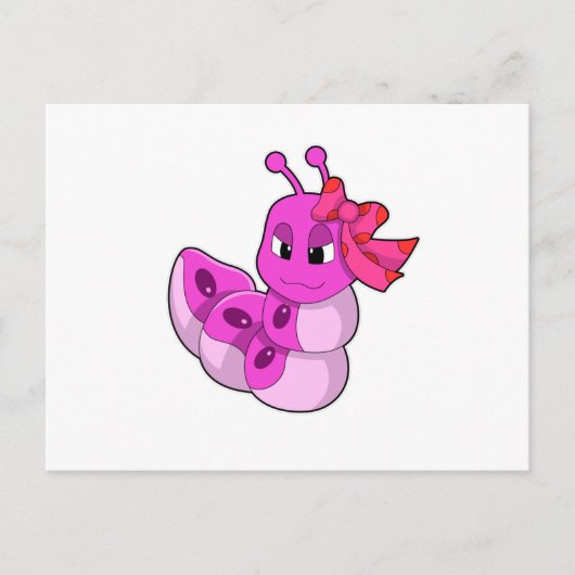 Rups als meisje met lint briefkaart (Voorkant)