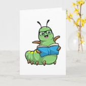 Rups als nerd met boek en bril kaart (Gele Bloem)