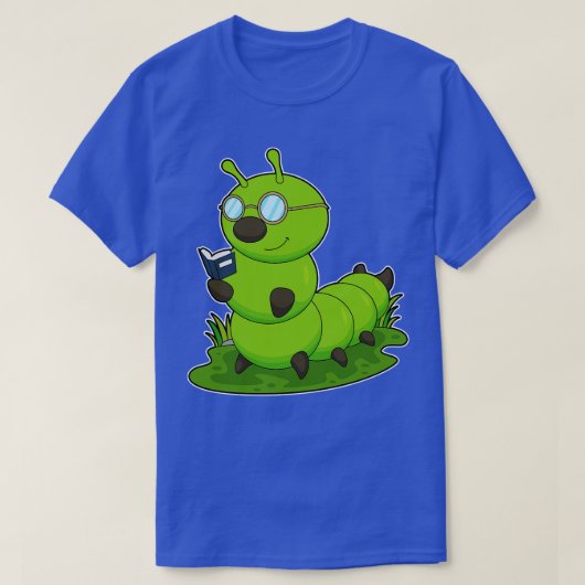 Rups als nerd met bril Boek T-shirt (Design voorkant)