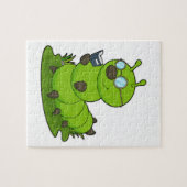 Rups als nerd met bril en boek legpuzzel (Horizontaal)