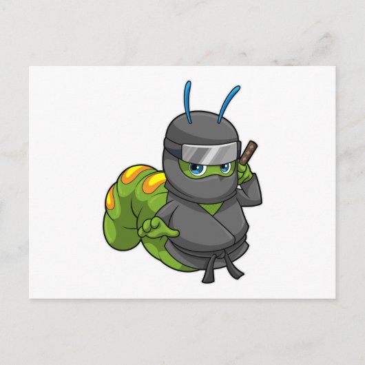 Rups als Ninja met Zwaard Briefkaart (Voorkant)