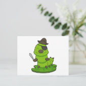 Rups als piraat met zwaard briefkaart (Staand voorkant)