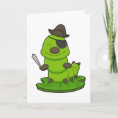 Rups als piraat met zwaard kaart (Voorkant)