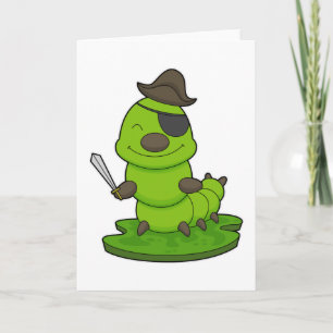 Rups als piraat met zwaard kaart