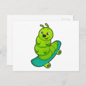 Rups als schaatser met skeelerboard briefkaart (Voorkant / Achterkant)