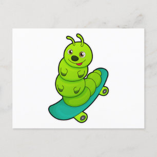 Rups als skater met skateboard briefkaart