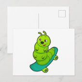 Rups als skater met skateboard briefkaart (Voorkant / Achterkant)