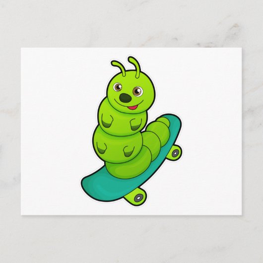 Rups als skater met skateboard briefkaart (Voorkant)