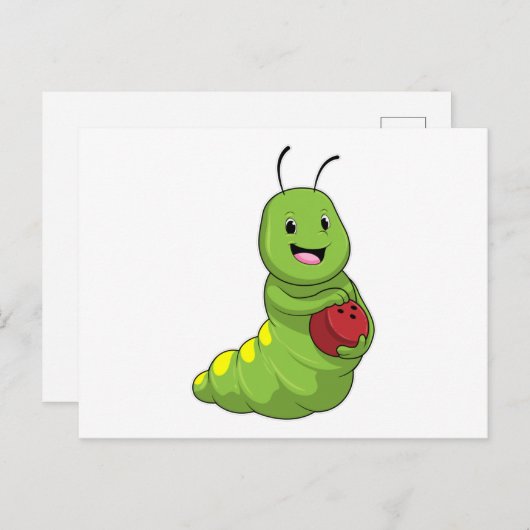 Rups bij bowlen met bowlingbal briefkaart (Voorkant / Achterkant)