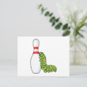 Rups bij bowlen met bowlingkegel briefkaart (Staand voorkant)