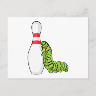 Rups bij bowlen met bowlingkegel briefkaart