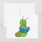 Rups bij het lezen met boek briefkaart (Voorkant / Achterkant)