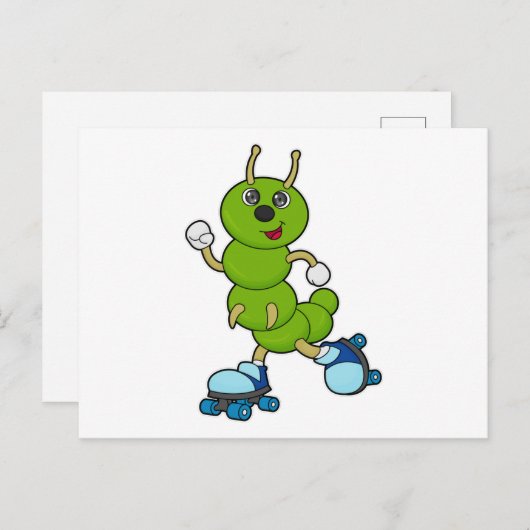 Rups bij Inline skaten met Roller skates Briefkaart (Voorkant / Achterkant)