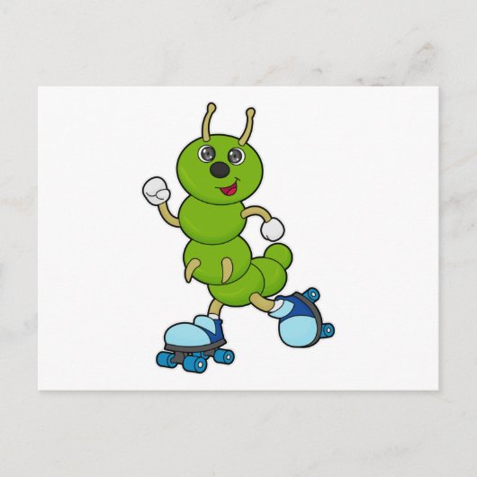 Rups bij Inline skaten met Roller skates Briefkaart (Voorkant)