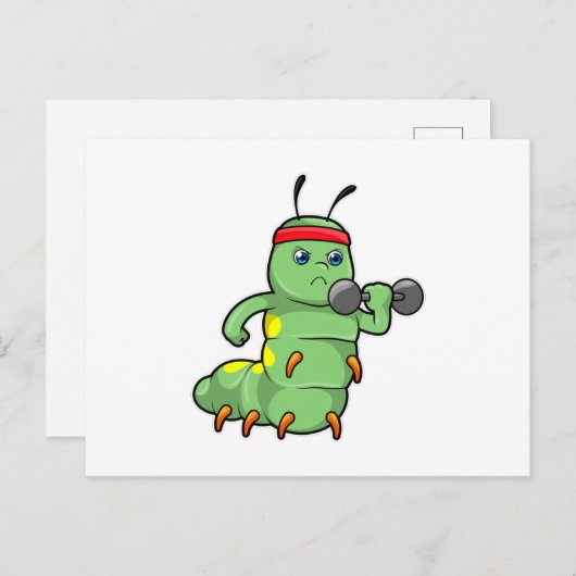 Rups bij krachttraining met Dumbbell Briefkaart (Voorkant / Achterkant)