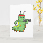 Rups bij krachttraining met dumbbell kaart (Gele Bloem)