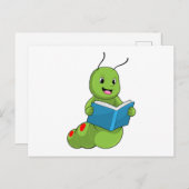 Rups bij lezen met boek briefkaart (Voorkant / Achterkant)