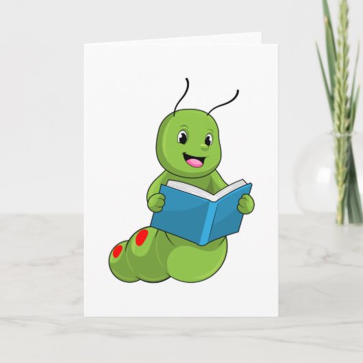 Rups bij lezen met boek kaart (Voorkant)