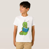 Rups bij lezen met boek t-shirt (Voorkant volledig)