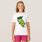 Rups bij slapend met blad t-shirt (Voorkant volledig)