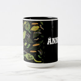 Rups en bladeren Gepersonaliseerd Tweekleurige Koffiemok