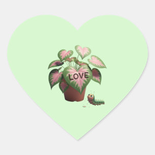 Rups en hartvormige bladeren hart sticker