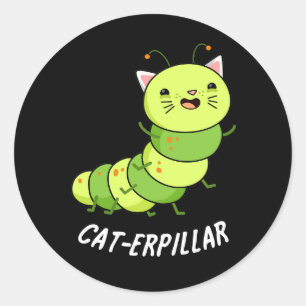 Rups Grappig Bug Pun Donker BG Ronde Sticker