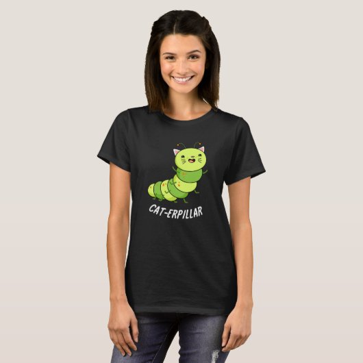 Rups Grappig Bug Pun Donker BG T-shirt (Voorkant volledig)