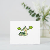 Rups laat bladeren achter briefkaart (Staand voorkant)